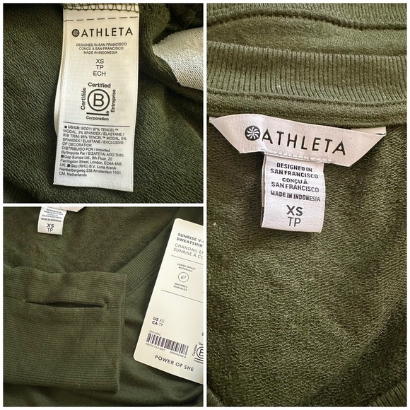 Athleta NWT Sunrise V-neck Sweatshirt - Aspen Olive - XS - Picture 4 of 4